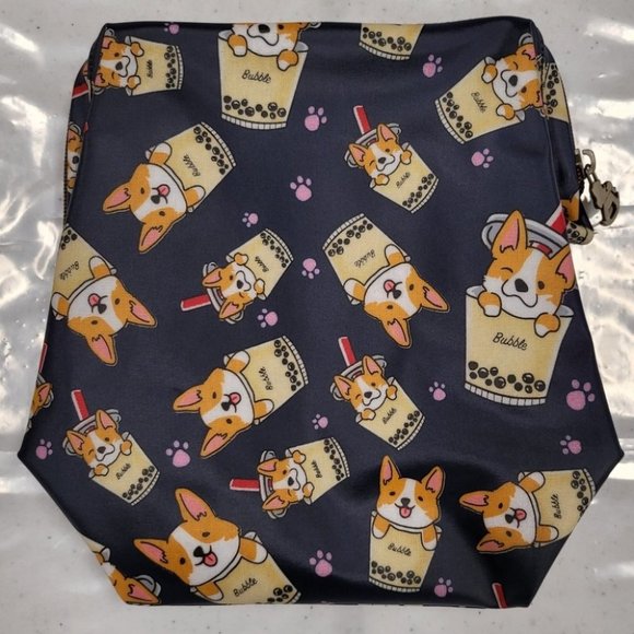 Waterproof Boba Corgi Large Opening Makeup Bag - Picture 9 of 15